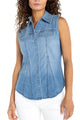 Sleeveless Denim Snap Front Shirt Ella Where She Shops