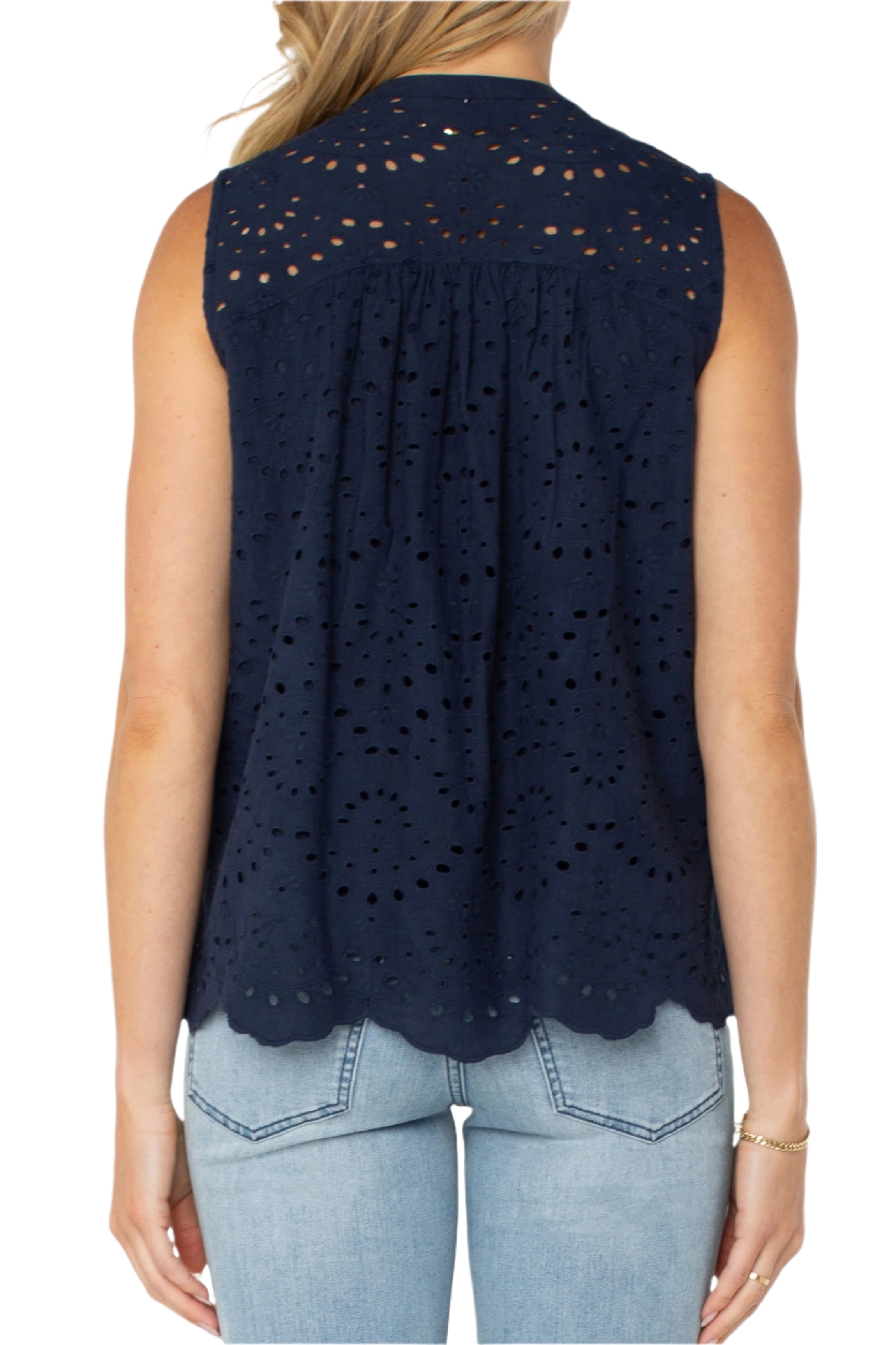 Sleeveless Pintuck Woven Top - Back - Ella Where She Shops