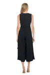 Sleeveless Surplice Woven Jumpsuit W/ Side Drape And Tie Waist - Back - Ella Where She Shops