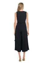 Sleeveless Surplice Woven Jumpsuit W/ Side Drape And Tie Waist - Back - Ella Where She Shops
