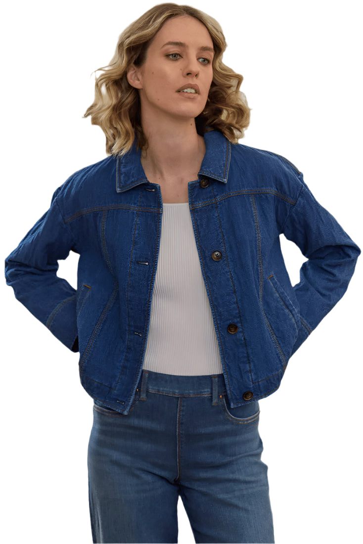 Sloane Quilted Denim Jacket – Front – Ella Where She Shops