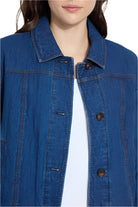 Sloane Quilted Denim Jacket – Up Close Front – Ella Where She Shops