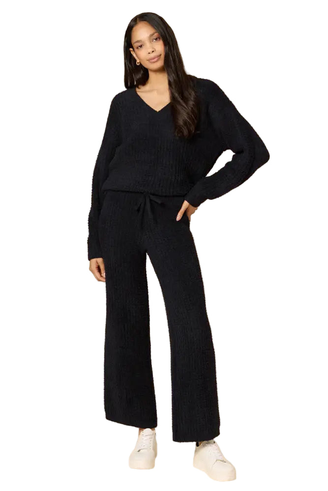 Softies Marshmallow Waffle V-neck Lounge Set black ella where she shopss