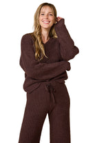 Softies Marshmallow Waffle V-neck Lounge Set espresso ella where she shops