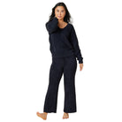 Softies Solid Marshmallow V-neck Lounge Set Black ella where she shops