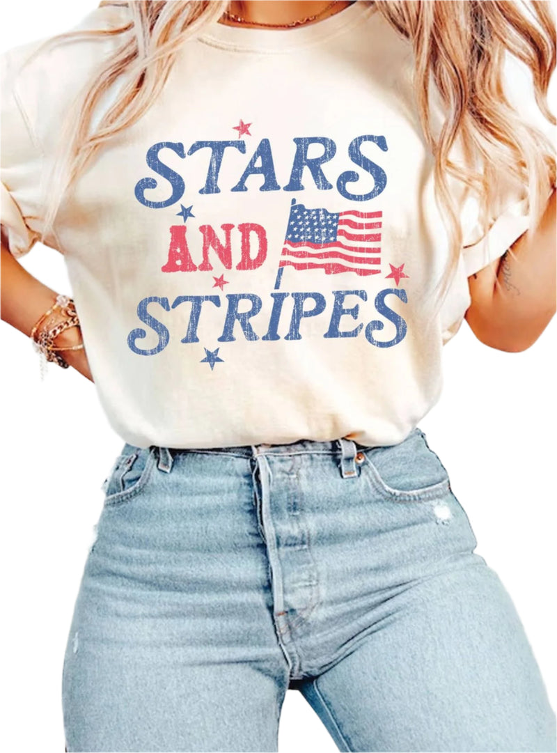 Stars and Stripes America Flag Tee Ella where she shops