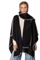Stitched Edge Scarf Ruana Wrap Poncho Black Ella where she shops 