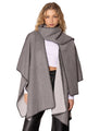 Stitched Edge Scarf Ruana Wrap Poncho Light Gray ella where she shops