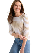 Stripe Boat Tee – Beige – Front – Ella Where She Shops