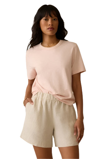 Sunwashed Regenerative Essential Tee – Peach Whip Front – Ella Where She Shops