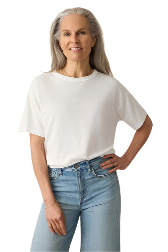 Sunwashed Regenerative Vintage Tee – White – Front - Ella Where She Shops