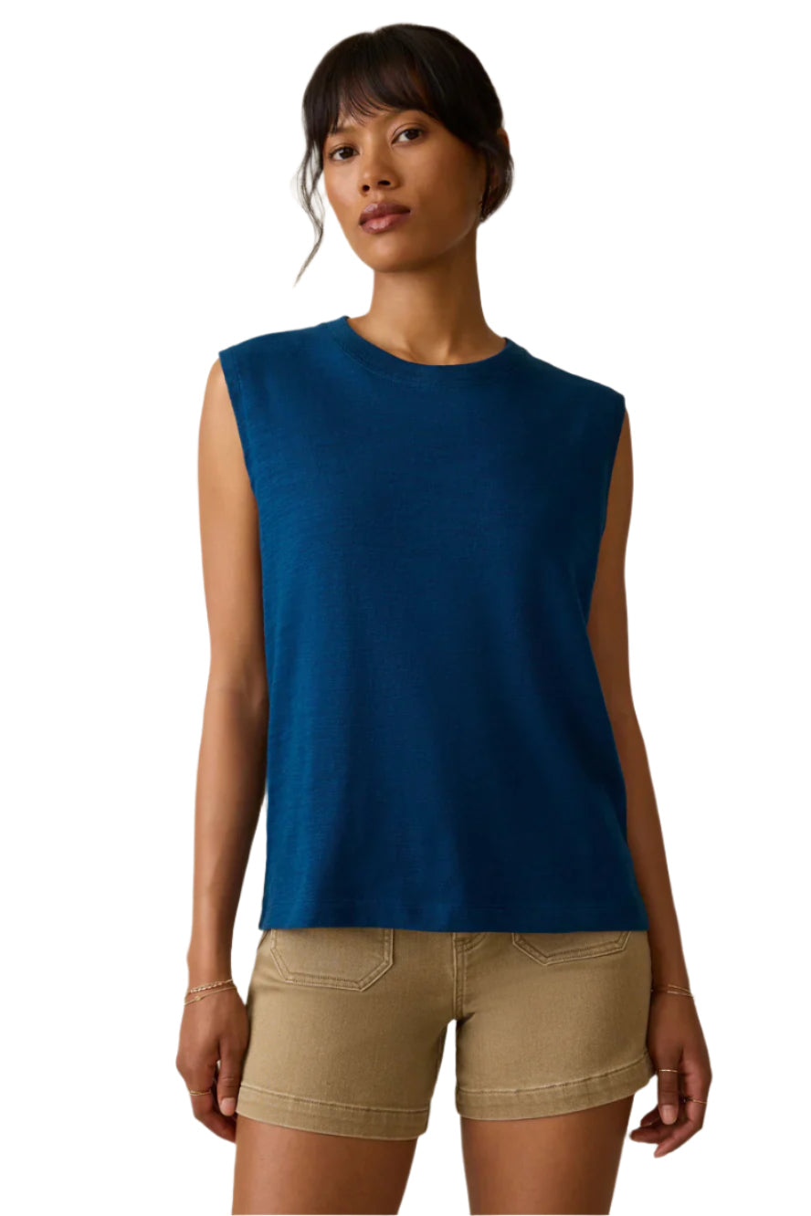 Sunwashed Slub Muscle Tank Front - Ella Where She Shops