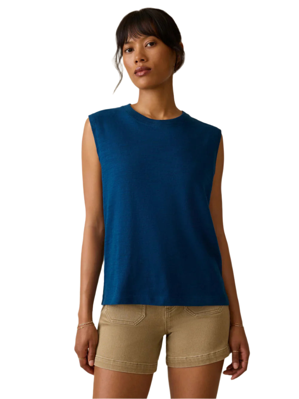 Sunwashed Slub Muscle Tank Front - Ella Where She Shops
