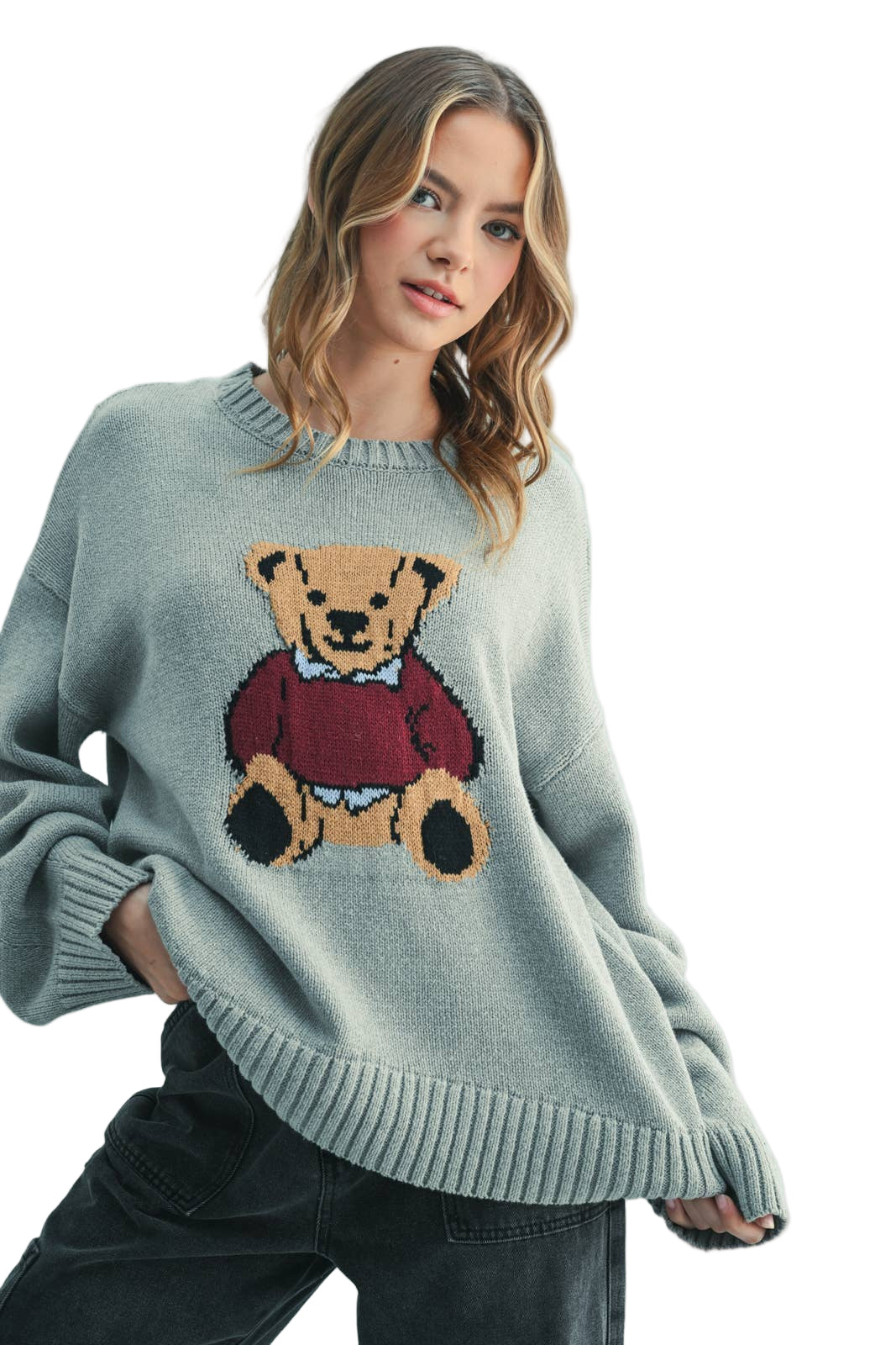 Teddy Bear Sweater – Front – Ella Where She Shops