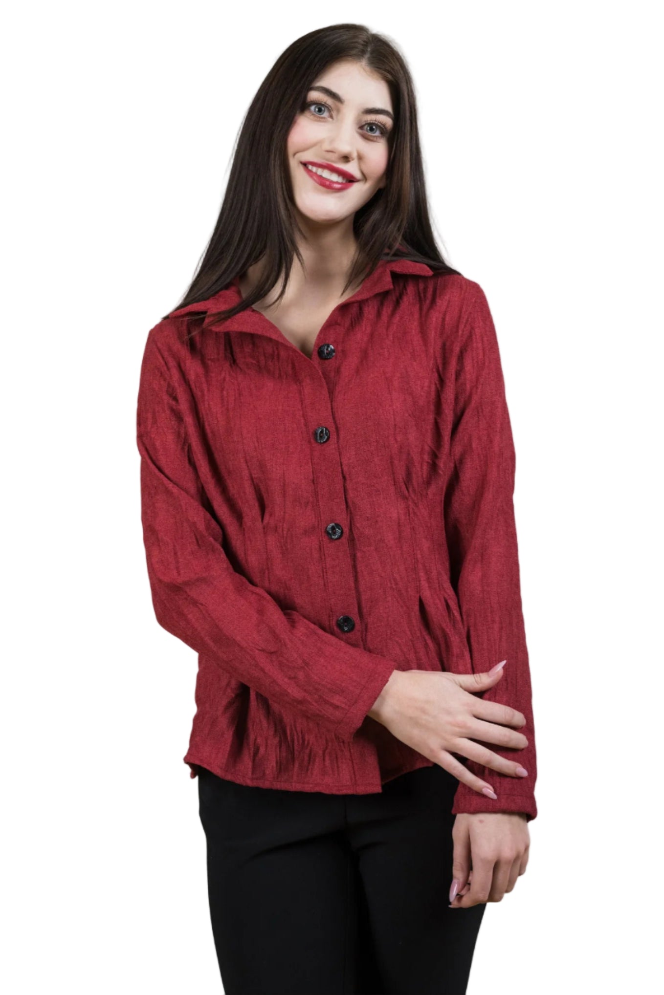 Textured Button Front Shirt Jacket - Front - Ella Where She Shops
