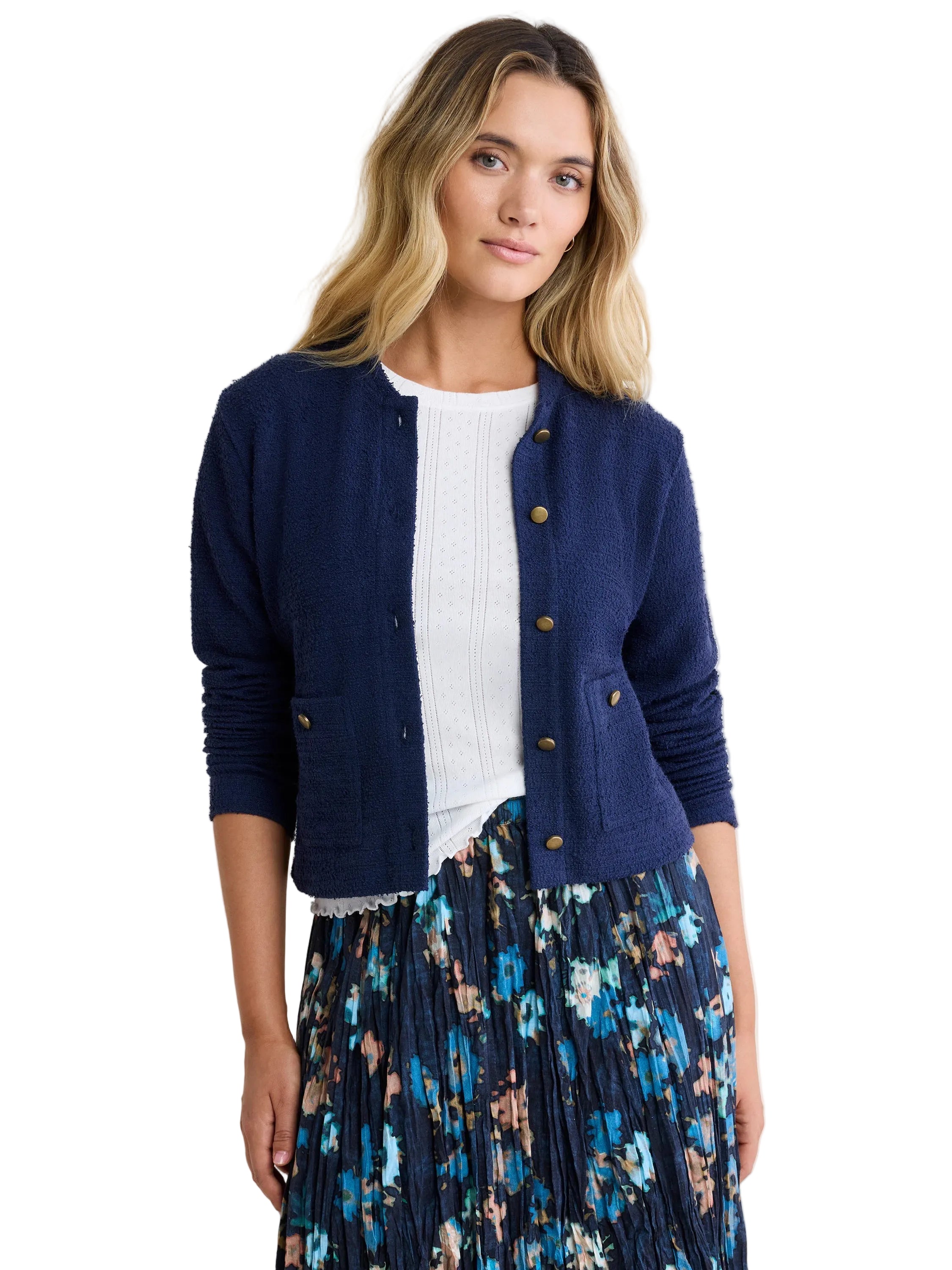Textured Knit Bomber Jacket ella where she shops