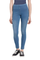 Toothpick Denim Leggings Mid Wash – Front – Ella Where She Shops