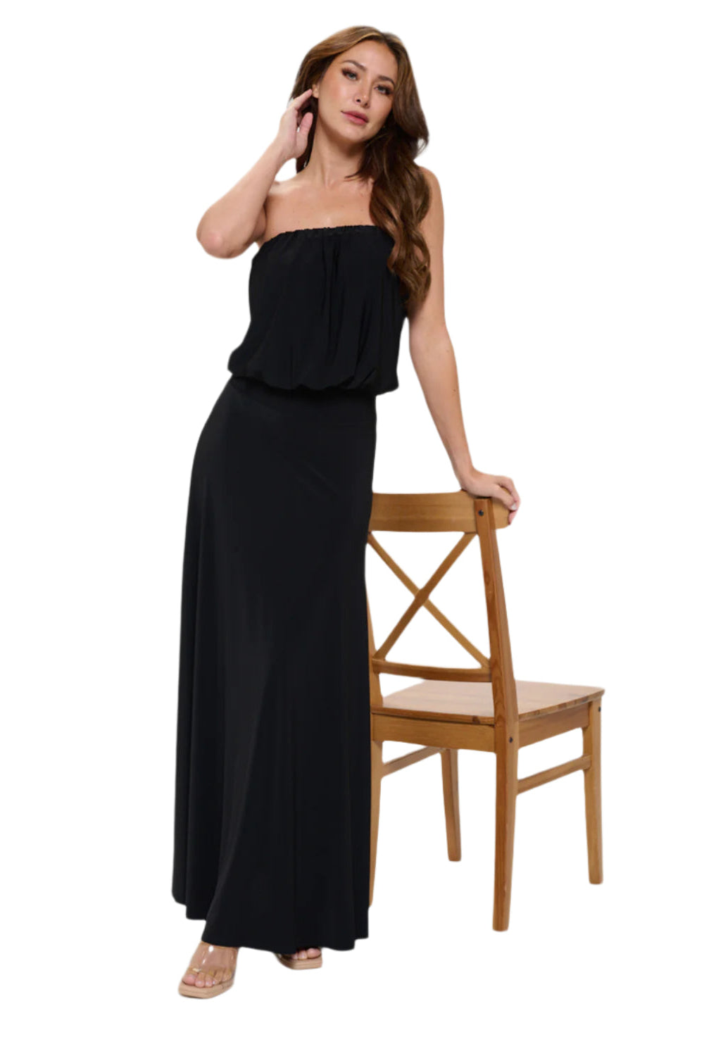 Tube Top Flowy Maxi Dress Black - Ella Where She Shops