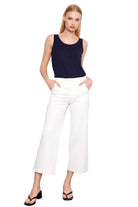 Twill Pants With Scalloped Edges Denim Blanc ella where she shops
