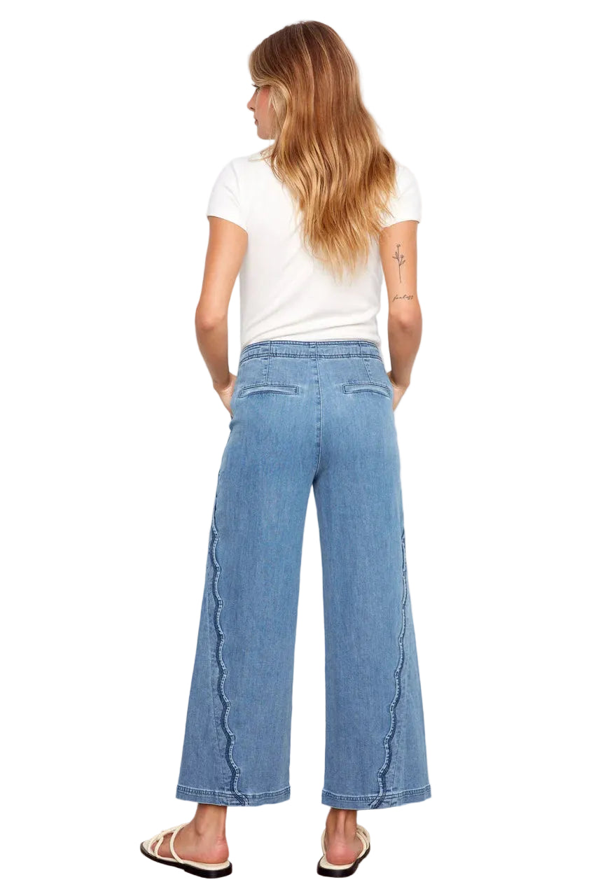 Twill Pants With Scalloped Edges Denim ella where she shops