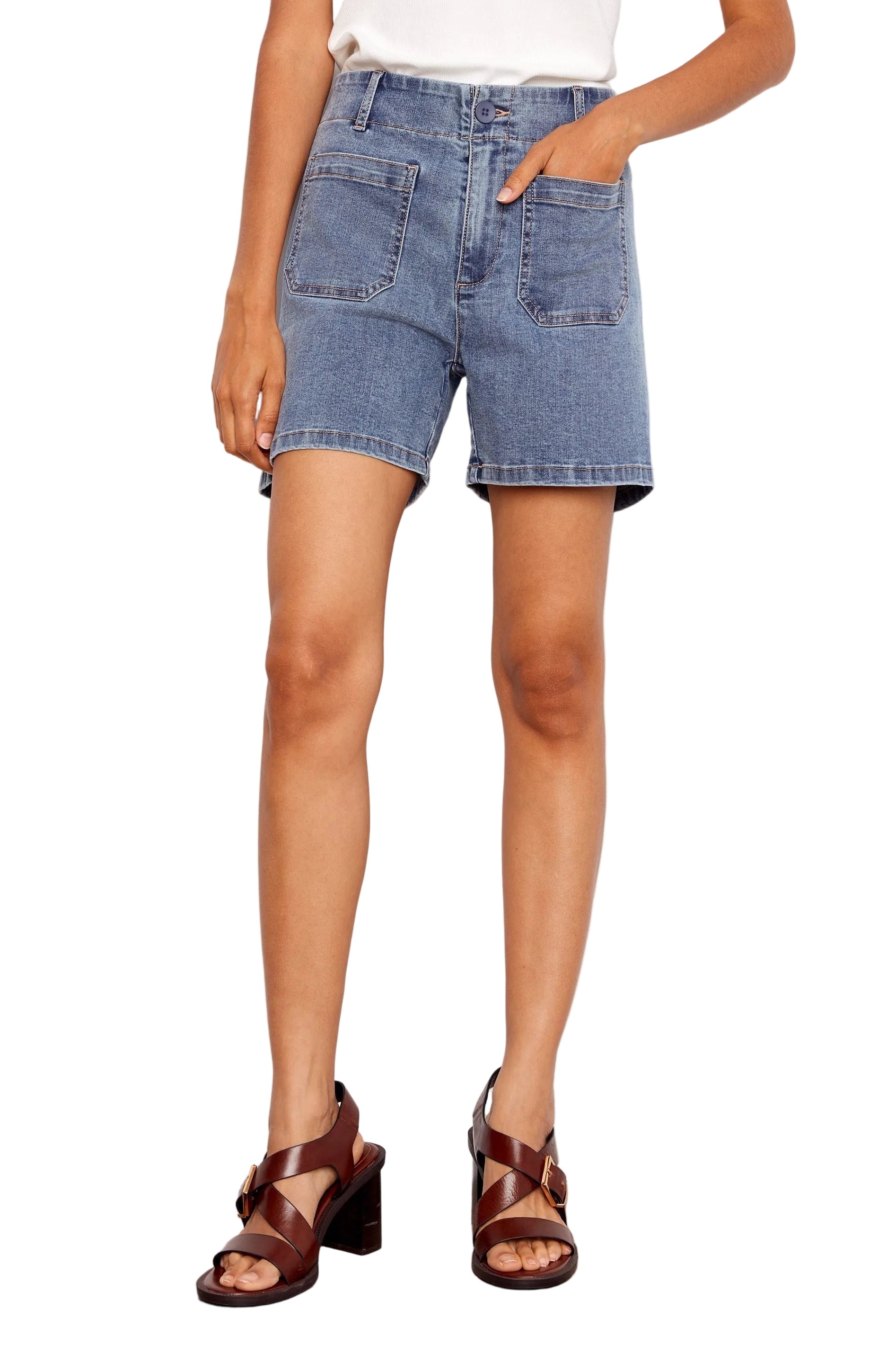 Twill Shorts With Patch Pockets blue ella where she shops