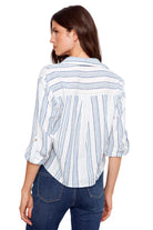 Twist Front Shirt  Roll-up Long Sleeves ella here she shops