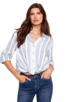 Twist Front Shirt With Roll-up Long Sleeves ella where she shops