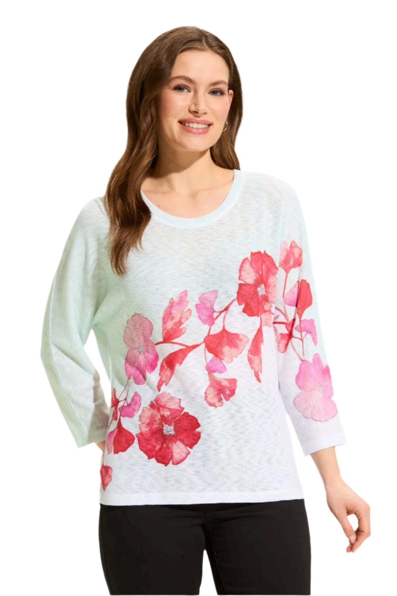 Two Tone Scoop Neck Top – Front – Ella Where She Shops