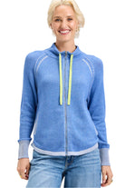 Two Tone Zip Cardigan – Chambray – Front – Ella Where She Shops