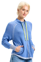 Two Tone Zip Cardigan – Chambray – Pockets – Ella Where She Shops