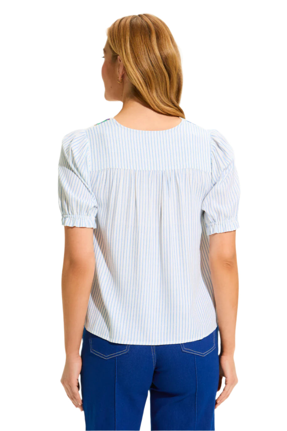 V Neck Crochet Trim Blouse – Back – Ella Where She Shops