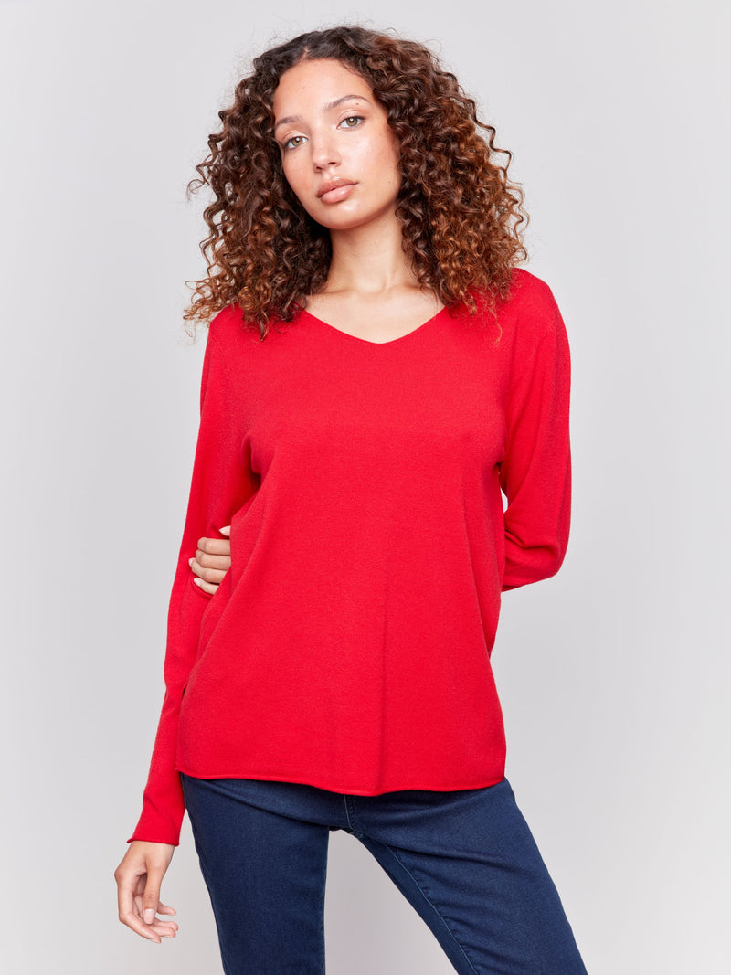 V neck long sleeve