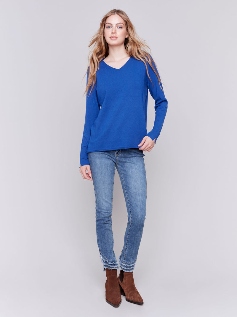 V neck long sleeve