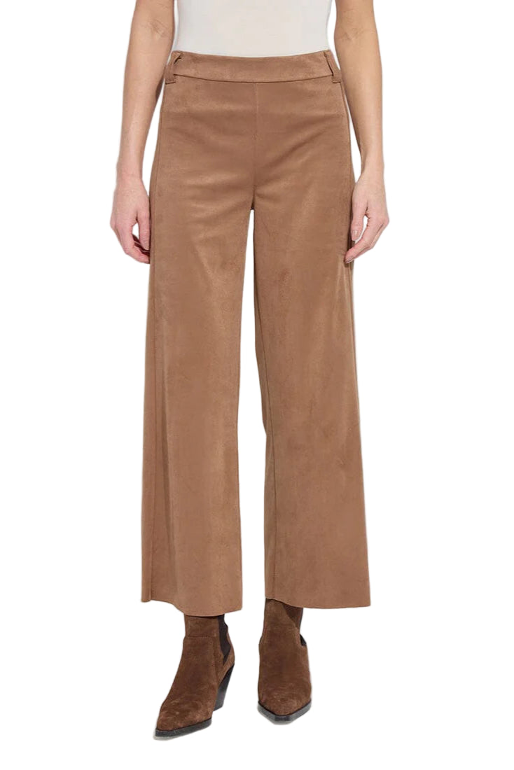Vionette Vegan Suede Wide Leg Pant - Front - Ella Where She Shops