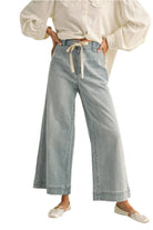 Washed Denim Tie Front Jean – Front – Ella Where She Shops