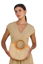 Weave Rattan Handbag with leather ella where she shops
