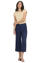 Wide Leg Cargo Capri Pants in Stretch Linen Blue Ella Where She Shops
