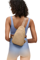 Woven Neoprene Sling Backpack – Nude – Front – Ella Where She Shops
