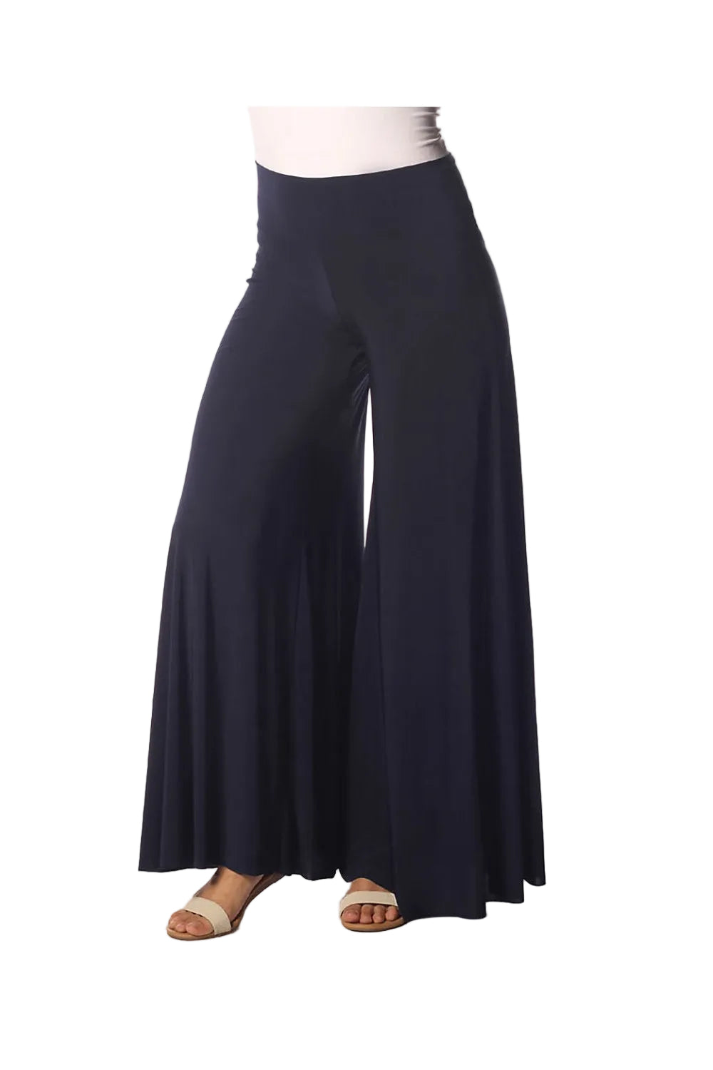 Wrinkle Resistant Palazzo Pants Navy Ella where she shops