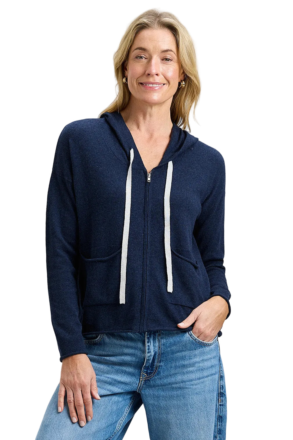 Zaket & Plover Boxy Hoodie navy ella where she shops