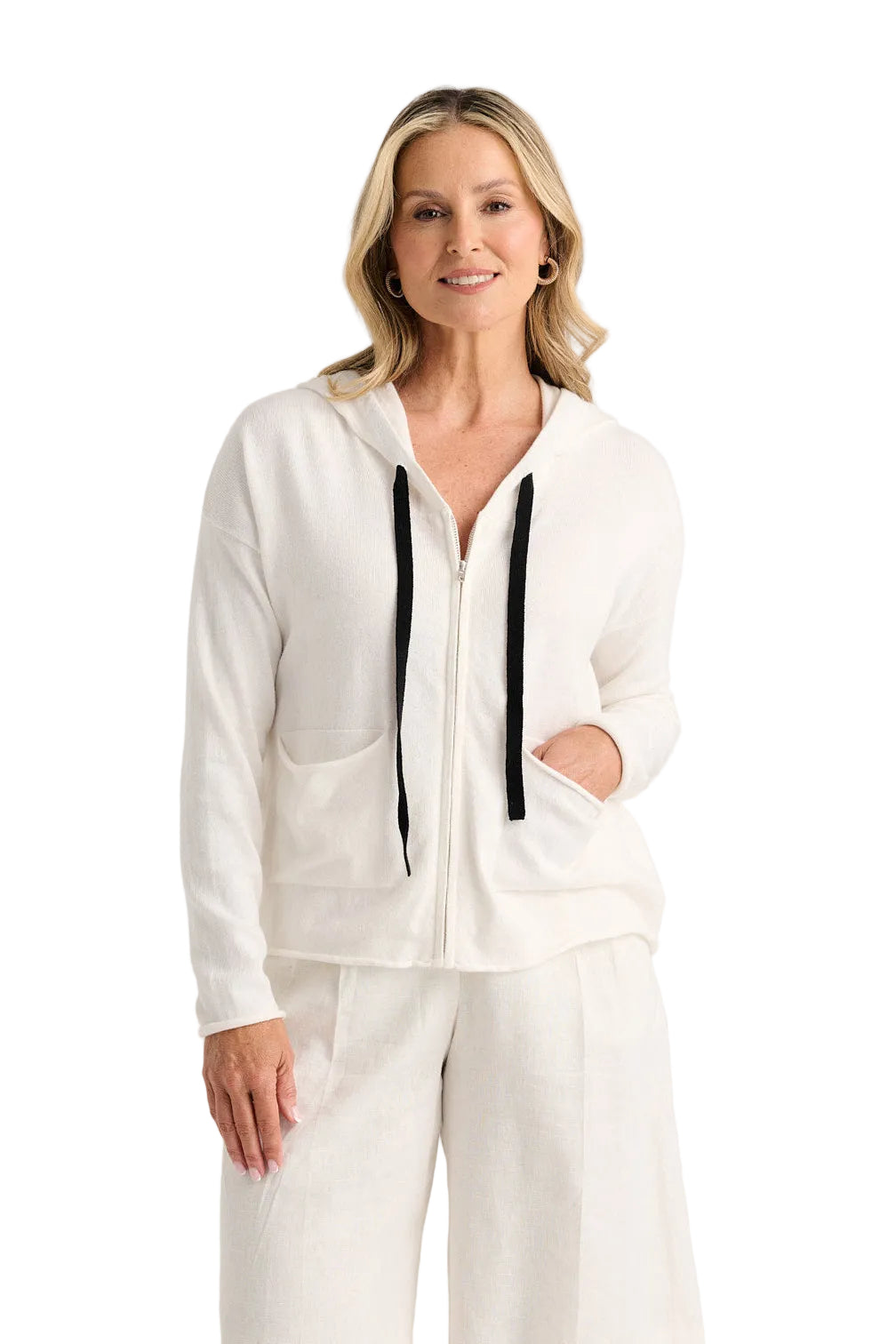 Zaket & Plover Boxy Hoodie white ella where she shops