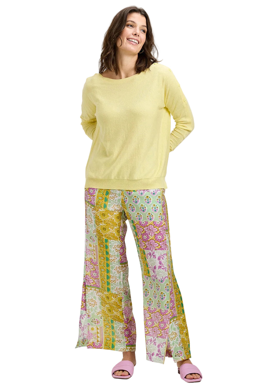 Zaket & Plover Button Boat Neck Sweater butter ella where she shops