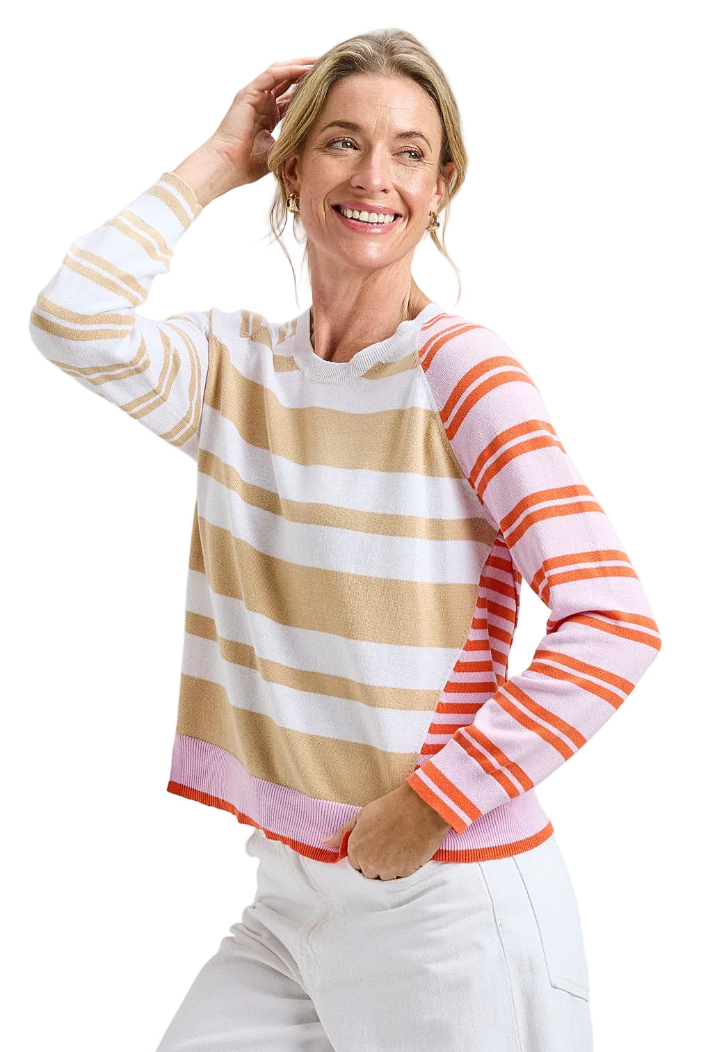 Zaket & Plover Crazy Stripe Sweater white ella where she shops