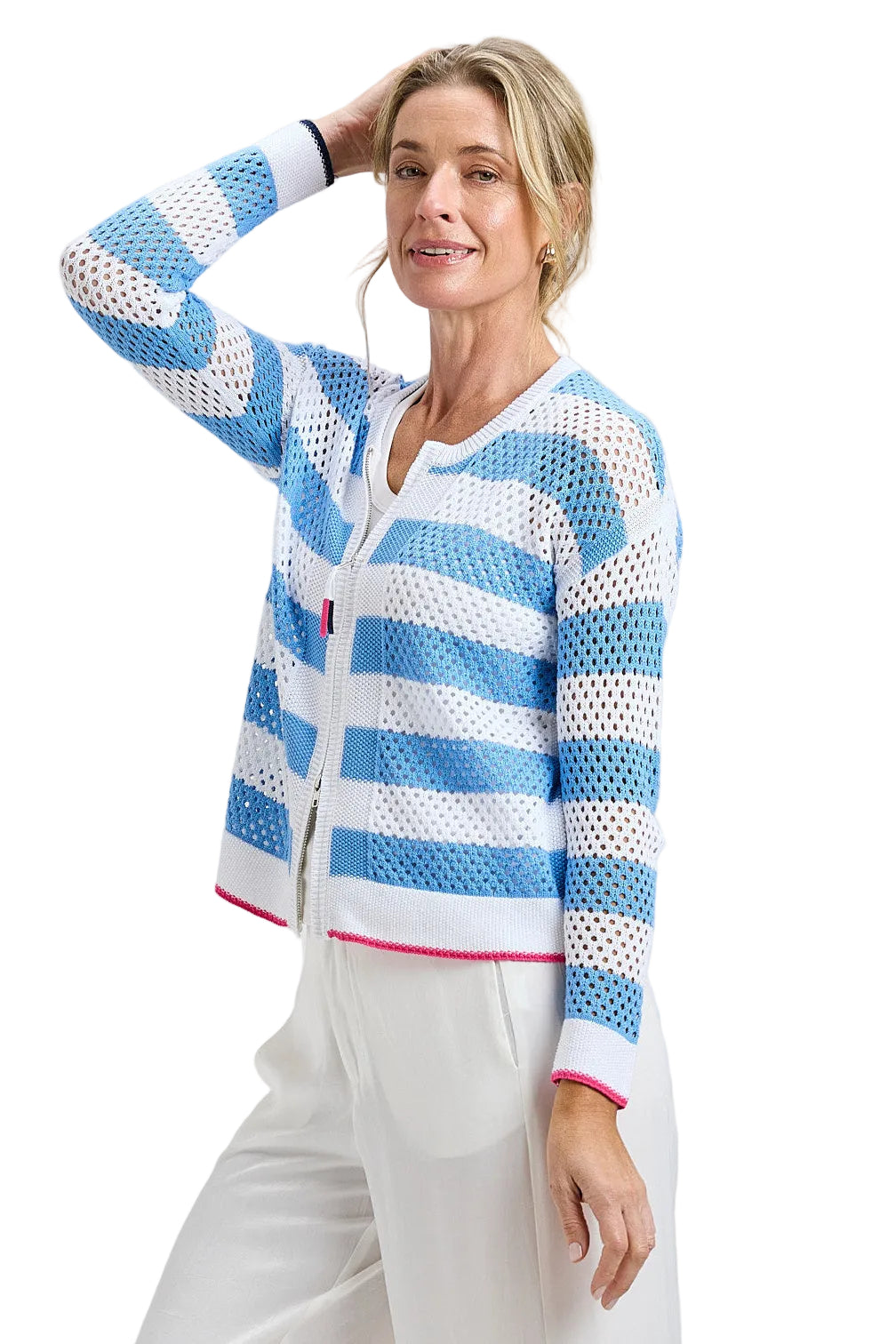 Zaket & Plover Pointelle Zip Cardi ella where she shops