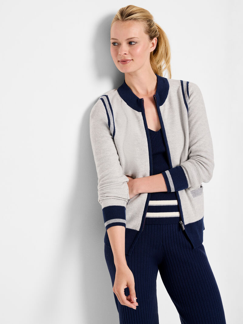 Zip front tipped sweater cardigan