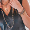 Thick Silver Paperclip Star and Moon Charm Necklace