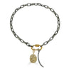 Thick Silver Paperclip Star and Moon Charm Necklace