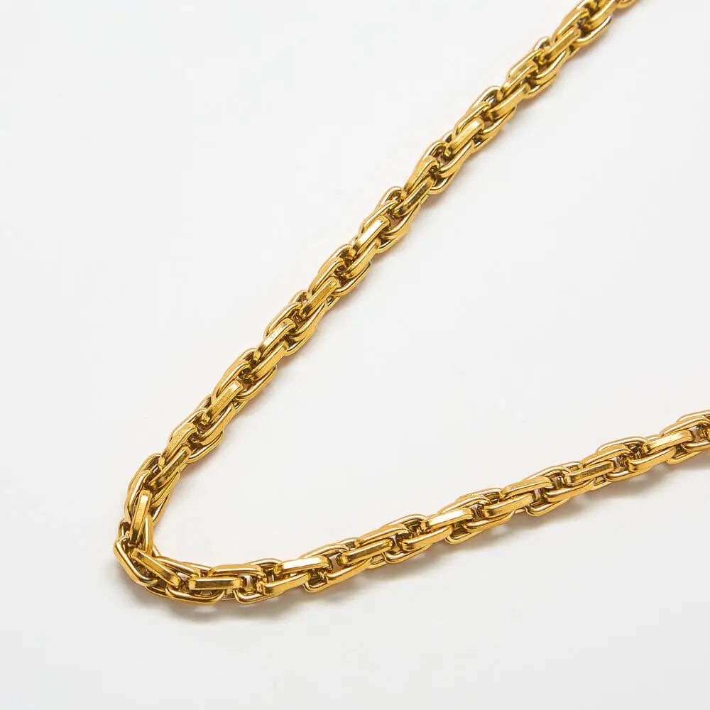 Gold-tone woven chain necklace, tarnish and water resistant