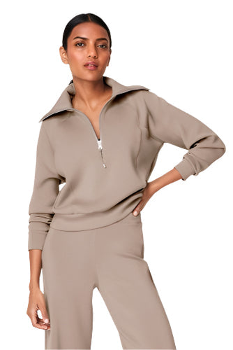 Spanx AirEssentials Half Zip in Ashwood, front view