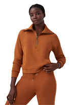 Spanx AirEssentials Half Zip in Butterscotch, front view